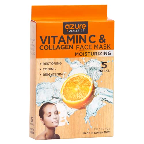 Azure Sheet maske set vrijednosti - hijaluronska kiselina & Retinol Anti Aging Maska za lice, Vitamin C & amp; kolagen hidratantna