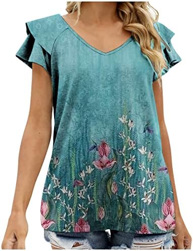 Žene casual bluze s kratkim rukavima Top Thirts ubodeći dekolte grafički labavi False Summer Bluzes 2023 0s