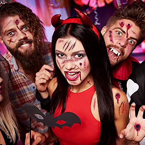 Konsait 120pcs Halloween Tettoos, Halloween krvarenje Privremena tetovaža, zombi vampir Bite Tattoo, vodootporna lažna krvna tetovaža za djecu Muškarci Halloween Party Cosplay kostim