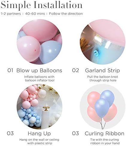Pastel ružičasti i plavi balon luk Garland Kit-Macaron Pink Balloon Plavi balon 18 / 12in 141pcs za rođendan, rod Otkrivanje, tuš za bebe, vjenčanje, angažman, Božić i novogodišnja zabava
