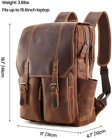 Joyir puni zrna kožni ruksak za muškarce 15,6 inčni torba za laptop Vintage Pješačke turističke kancelarijske radne torbe