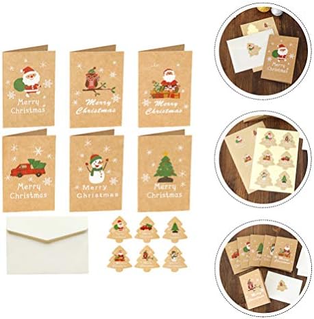 SOIMISS 48PCS CARDSING BLASSIRNE KARTICE KRAFT papira sa naljepnicama naljepnica naljepnice od kartona božićne pozivnice sa Santa Xmas Tree Snowman sova Xmas Party Supplies favorizira