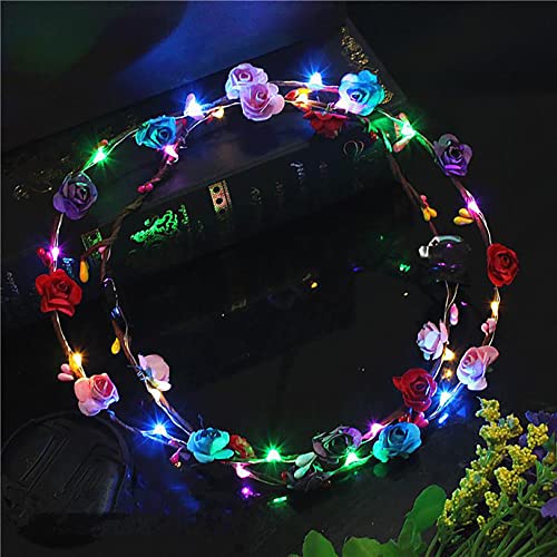 Enkarl LED cvjetna kruna, 12kom Osvijetlite LED cvjetna traka za glavu svjetleći 10 Led cvijeće trake za kosu za žene djevojke svadbena zabava Božićni praznik Festival
