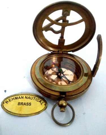 Antički sunčani kompas čvrsti mesingani antikni kompas ručno rađeni poklon kolekcionarski mesingani kompas starinski mesing džepni