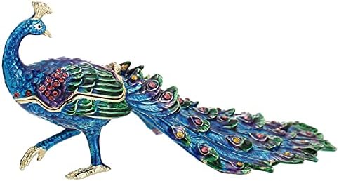 Ručno oslikana elegantna kutija za peacock, šarkeni nakit Organizer Mini prsten naušnice, jedinstveni kućni dekor figurice zadržava kolekcionarstvo, personalizirani elegantan ručni ukras