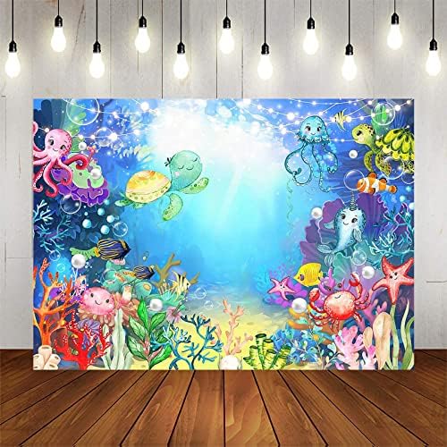 Avezano Under The Sea Backdrop Cartoon Underwater World Backdrop Tropical Coral Reef Alge Kornjače Šareno Ljeto More Deca Baby Shower