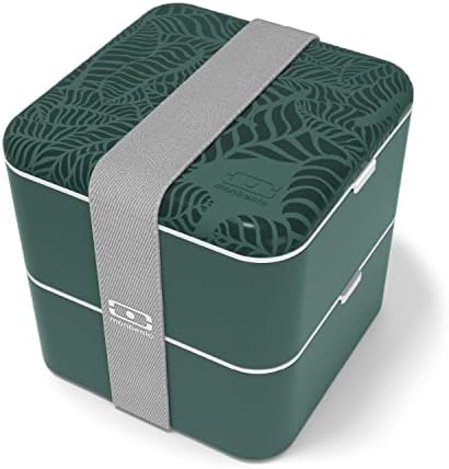 Monbento - Velika bento kutija MB kvadrat Sakura sa odjeljcima - Propuštena kutija za ručak za posao i obrok Prep - BPA Besplatno - Sigurnosti hrane - Siva