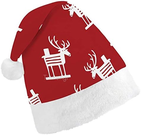Božić Santa šešir, bijeli Moose crveni uzorak Božić Holiday šešir za odrasle, Unisex Comfort Božić kape za Novu godinu svečani kostim