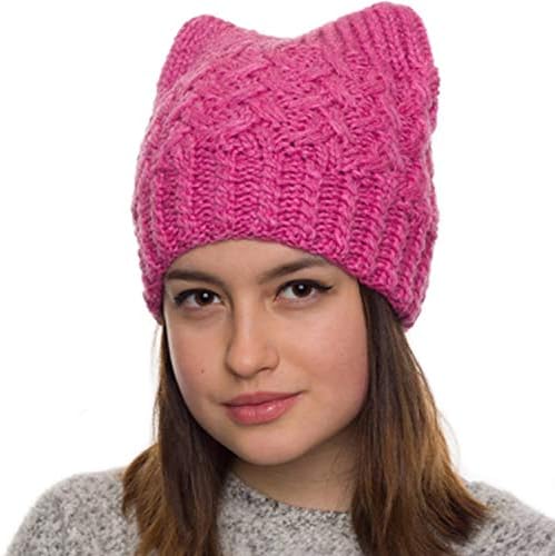 Ružičasta maca mačka šešir-ručna razijsko hat-zima za žene - Cat uši za djevojke
