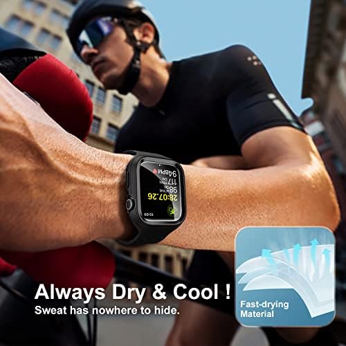 Casekoo U-Touch Series za Apple Watch Band s kafidom 45/44 mm, brz sušenje s poklopcem, moćna zaštita odbojnika s mekom tesivskom materijalu prilagođenim kože za seriju 8/7 i više, svemir crno