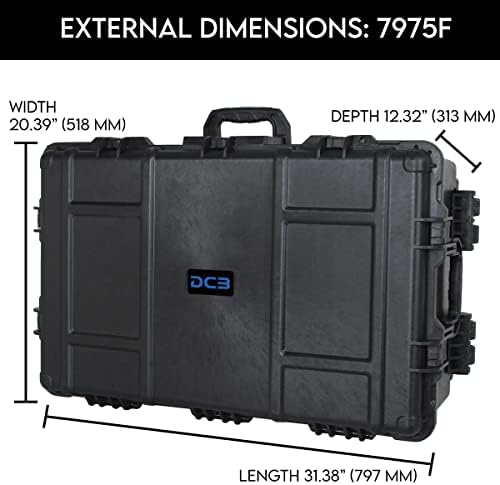 DCB Cases-Element 7975F / 32 x 21 x 12 Ext Dim | IP67 vodootporan | pluck Foam Insert | teleskopska ručka | gumirane ručke | smola ojačana brizganje plastike / 7 rezu poklopac blizu / točkovi
