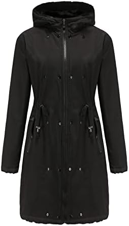 Fleece Jacket Women, Ženske zimske kapute Modni dugi rukav zgušnjav gumb za toplu kaput reverske jakne sa kapuljačom