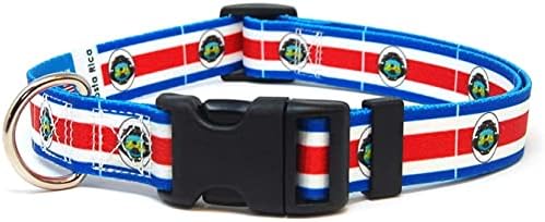 Costarica ovratnik za pse | Costa Rica Flag | Brzo izdanje kopča | Napravljeno u NJ, SAD | za srednje pse | Širok 1 inč