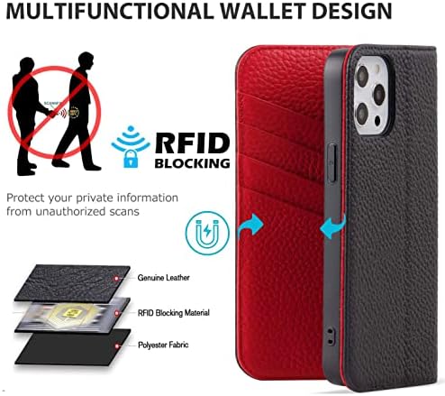VISOUL šljunčana kožna torbica sa držačem za kartice za iPhone 13 Pro novčanik za žene i muškarce, Magnetic Kickstand Flip Folio futrola