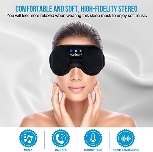 Musiczy slušalice za spavanje Bluetooth trake za glavu za spavanje Maska za spavanje, 3D prozračna maska ​​za spavanje za bočne spavače
