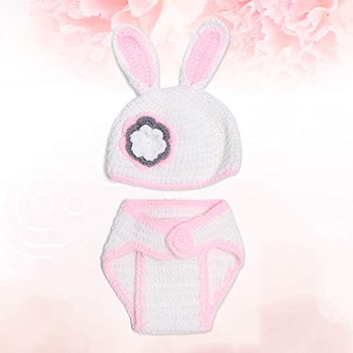 Aboofan Uskršnji novorođenče Bebe Bunny Rabt fotografija rekvizita cvjetni kukičani kostim odijelo slatke hlače za šešir u kompletu