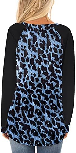 Narhbrg ženske padajuće dugih rukava Dressy casual majice Leopard blok bloka