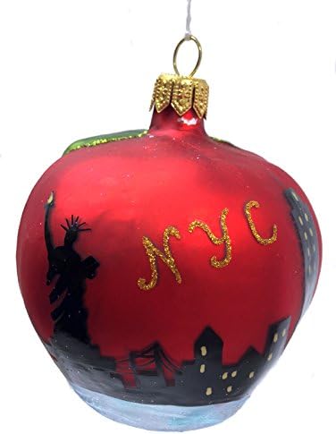 Jabuka sa New York City Scene poljski staklo Božić Ornament NYC America SAD