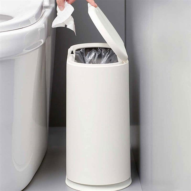 GENIGW tanka plastična kanta za smeće sa gornjim poklopcem, Bijela kanta za smeće za kupatilo, dnevni boravak, kancelariju i kuhinju