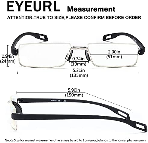 EYEURL naočare za čitanje kompjuterski čitači sa polu-obodom za muškarce i žene +4.0 plavo svjetlo koje blokira laganu kvalitetu naočare s tankom optikom