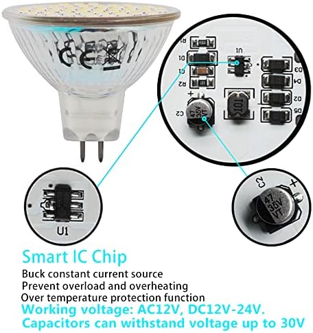 GLMING MR16 GU5. 3 bi-pin osnovna staklena lampa 48-2835 SMD LED svjetlo 3W reflektor unutrašnje sijalice AC12V DC12 - 24V toplo bijelo pakovanje od 6