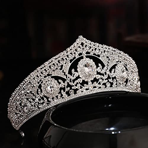 WIOJEIGO ženska kruna Kristalna vjenčana tijara Queen rhinestone trake za glavu za Maturalnu rođendansku zabavu srebro