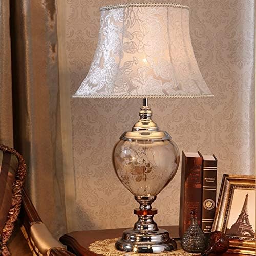 WSSBK YGQJJ Tradicionalne lampe za stolove Set brončanog željeza za pomicanje sijena krem ​​senka za dnevnu sobu Obiteljska spavaća