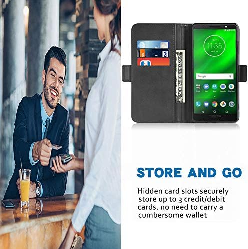 Futrola za telefon za Moto G6 Folio Flip Novčanik,PU kožni držač kreditne kartice utori za teške uslove rada zaštita cijelog tijela