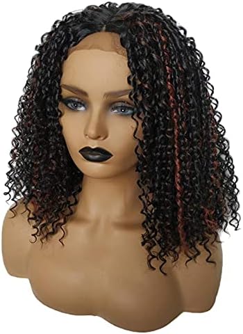 XZGDEN perika za zamjenu kose, čipka prednja Sintetička Afro kovrčava perika za crnu ženu kratka Kinky kosa, pastelna valovita perika