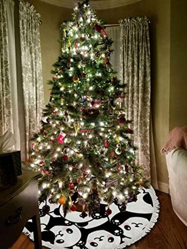 Xollar Xmas Tree suknje velike 48 Cartoon Panda, unutarnji vanjski božićni ukrasi stablo prostirke za zimsku zabavu Nova godina sa