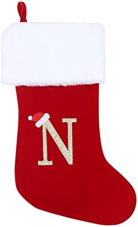 Božićni vitražni monogram božićne čarape čarape klasično personalizirano ukrašavanje čarapa za obiteljski odmor sezona znakova abeceda