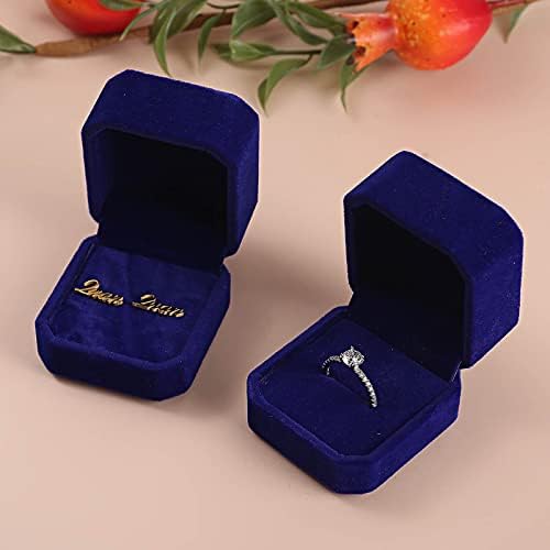 RJ displeji - 6 komada luksuznog baršunastog prstena plave boje Poklon kutija za izlaganje nakita za godišnjicu, vjenčanje, zaruke,