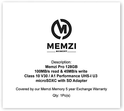 MEMZI PRO 128GB memorijska kartica kompatibilna za AKASO Brave 7 LE, 6 Plus, 6/5/4, V50 Elite/Native/Pro/Pro SE, V50 akcione kamere-100MB