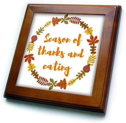 3drose Creative Text of Season of thanks and eating-Framedled Tiles