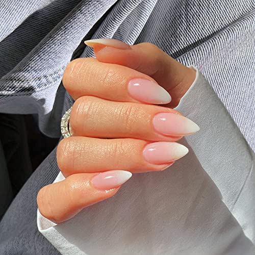 Pink Ombre pritisnite na noktima badem & amp; Hot Pink kvadratnog oblika šareni kovitla ljepilo na noktima kratki lažni nokti za žene
