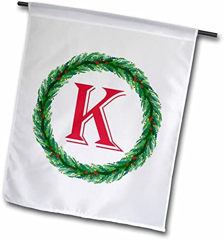 3drose božićni vijenac Monogram K Crvena početna, SM3DR - zastave