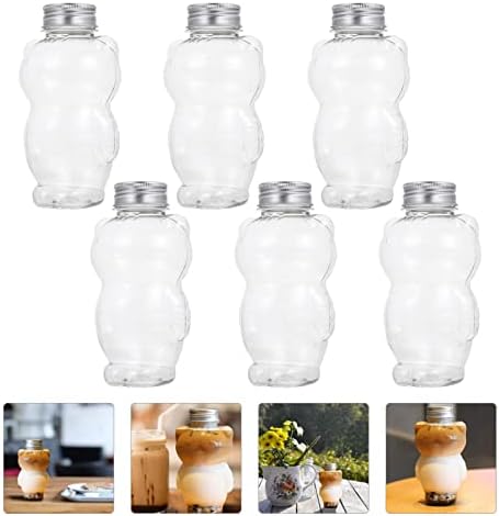 Hemoton stakleni kontejneri 6pcs plastične boce Clear boca za piće Izvadite boce sa poklopcima crtane vode za piće i ostale pića čiste staklene boce za vodu