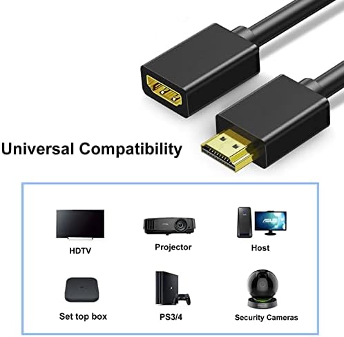 Clavoop HDMI produžni kabel 0,5 ft (6inch), 4k HDMI muški do ženskog adaptera Extender pozlaćeni HDMI produžni pretvarač Connertortor Compatibale za HDTV računarskog monitora prijenosnog računala