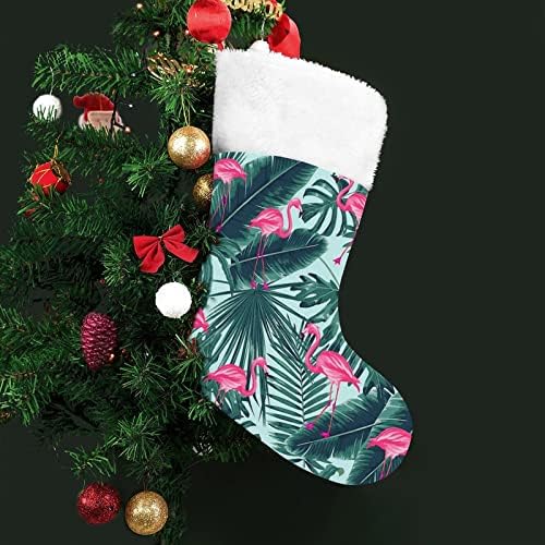 Flamingos i ostavlja božićne viseće čarape za čarape za Xmas Tree Kamin za odmor za odmor