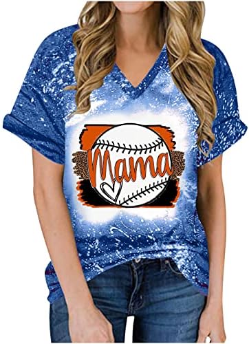 Mrgiinri bejzbol mama majica za žene 2023 ljetni modni softball kratki rukav izbijeljeni tee, ležerna labava bluza