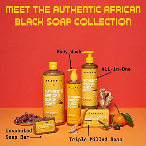 Alaffia autentični afrički crni sapun Trostruki mljeveni, dugotrajni i Ultra-hidratantni sapun Bar, konoplja maslinovog lista 5 oz