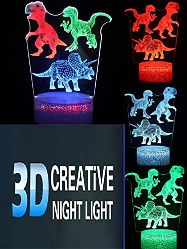3d noćno svjetlo Dinosaurus Inspiracija optička iluzija lampa kreativni poklon vizuelna lampa dinamični dodir LED tri šarene dekoracije spavaće sobe Chirstmas rođendan Valentines Day Lovers poklon stolna lampa