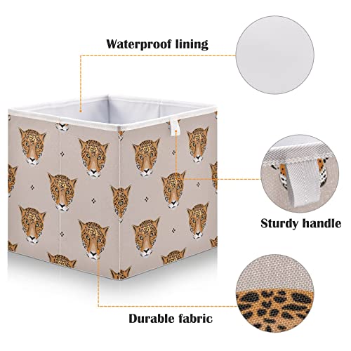 Leopard Jaguar Cube Storage Bin sklopive kante za odlaganje vodootporna korpa za igračke za organizatore za igračke rasadnik za djecu