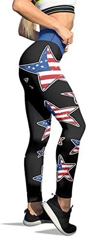 Američka zastava 4. jula Ženske noge Tummy Control USA zastava Stripe Star Slim olovke Pants Sporty Worky Elastic Honeds
