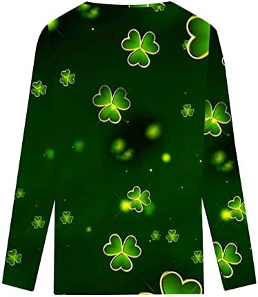 St. Patricks Danska majica Ženska čipka V-izrez dugih rukava majica slatka irska shamrock bluza labava ležerna djetelina Tee vrhovi