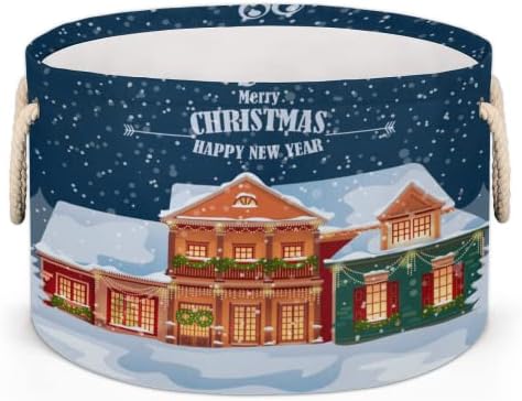 Sretan božićni ave snijeg 03 velike okrugle košare za skladištenje košara za pranje rublja sa ručkim košarom za pohranu za skladištenje za kupaonice kante za organiziranje jaslica