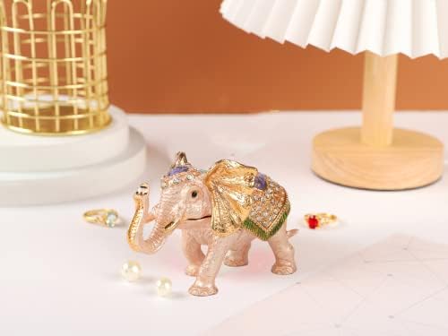 Furuida Bijeli slonovi sijena kutije sa šarkama sa klizanjem ručno oslikane životinje figurine zanatske ukrase Jedinstveni poklon