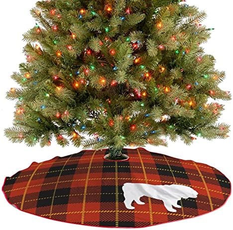 Božićni crveni pas silhoueta Xmas Tree suknja Dog 30 x 30 Xmas Tree Mat Pet Tree suknje za rustikalne sretne božićne zabave Xmas Dekoration za odmor
