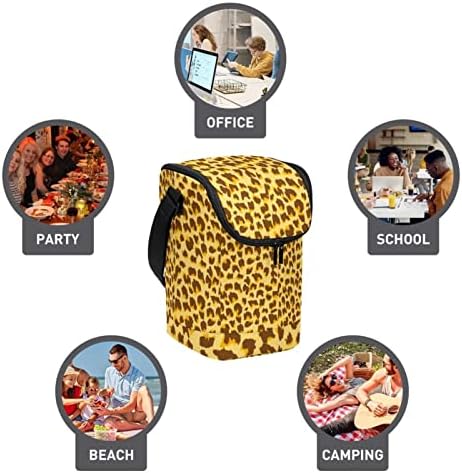 Torbe za ručak za žene i muškarce, izolovana kutija za ručak u obliku leoparda u prirodnoj boji sa podesivom naramenicom za školu, posao, piknik, kampovanje