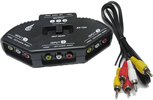 CAXICO trostruki audio / video RCA prekidač za odabir / Splitter Box & AV patch kabel za povezivanje 3 RCA izlaznih uređaja na vaš TV